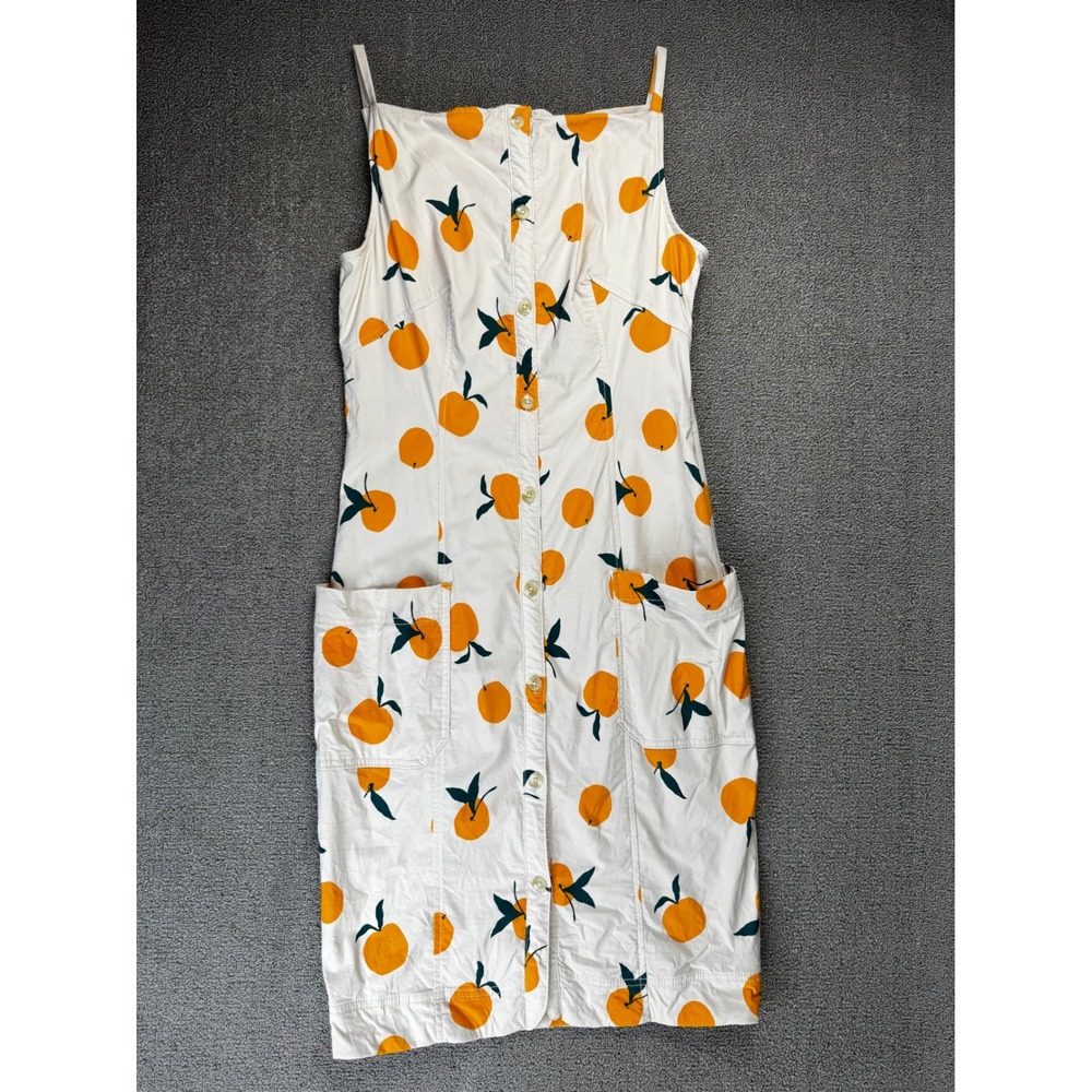 Dylan Mierzwinski Maeve Dress Medium Collette Midi Orange Fruit Print Button
